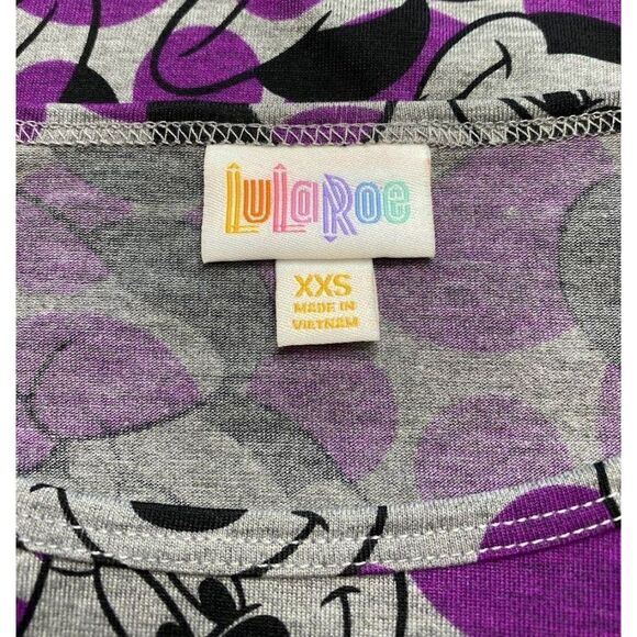 LuLaRoe Irma Purple Gray Dot Disney Minnie Mouse Tunic Top sz XXS NEW - Picture 6 of 7